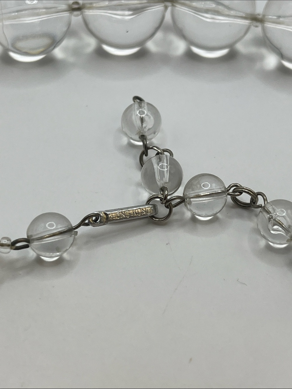 Clear Lucite/acrylic Beaded Necklace - Elegant Transparent Spheres 17” - Picture 6 of 9